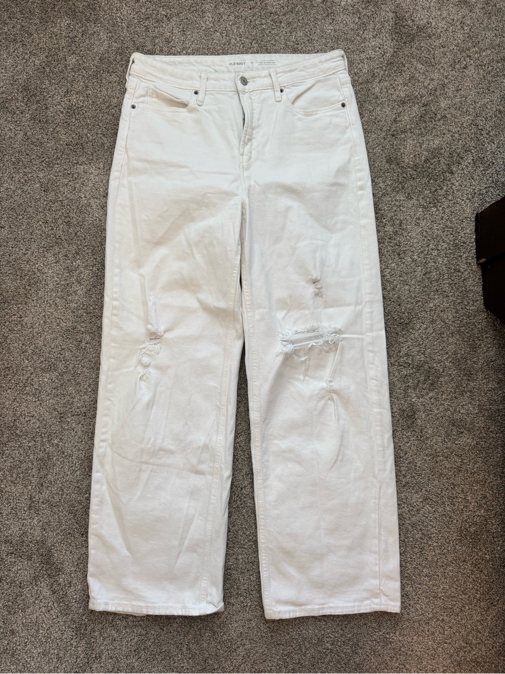 Old Navy White Wide Leg Distressed Jeans